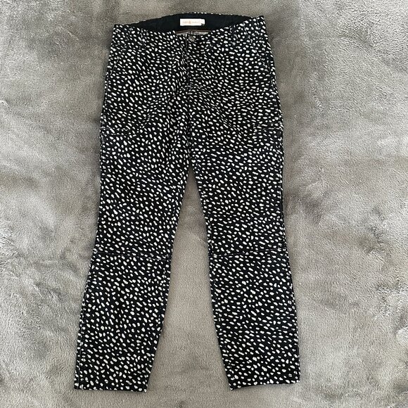 Tory Burch POny Walker Dotted Black White Cargo Pants Women's 28 - Picture 1 of 12